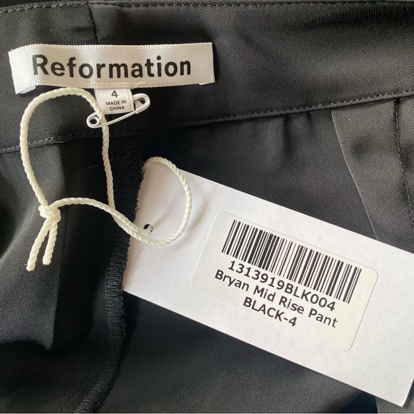 NWT Reformation Bryan Black Satin Mid Rise Dress Pant 4 - Picture 4 of 5